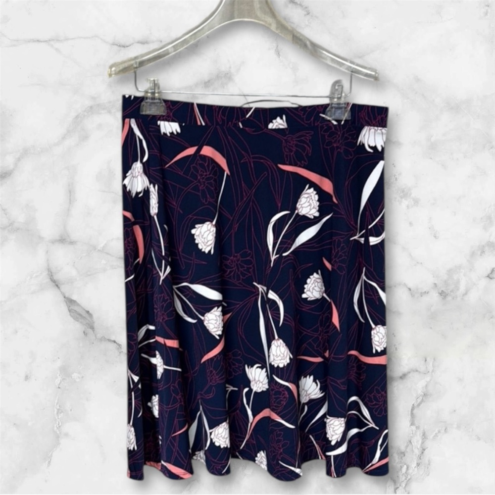 Gilli Blue Skater Skirt Knee-Length Casual Resort Wear floral stretchy material